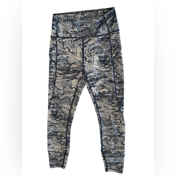 Lululemon Fast and Free 7/8 25 inch Paisley Glaze Blue Multi 6 Nulu Rare Pattern - Picture 5 of 7